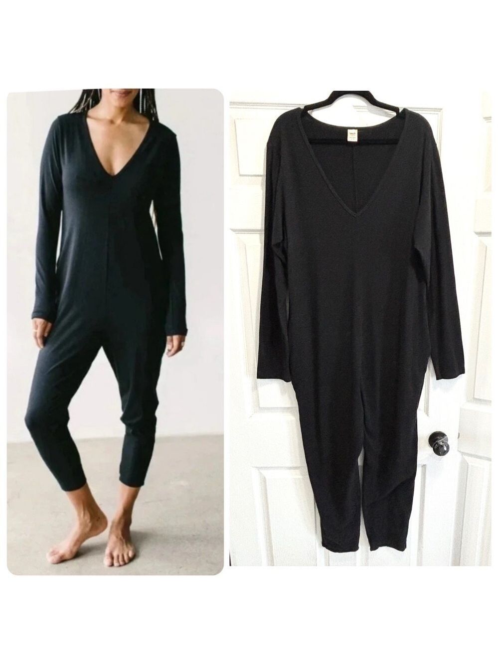 Smash + Tess The Friday Romper Black Long Sleeve Loungewear Onesie Size XL